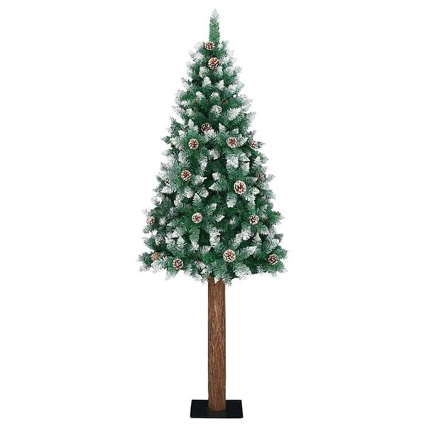 vidaXL Slim Christmas Tree Green 180 cm PVC and Solid Pine wood