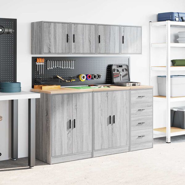 vidaXL Garage Wall Cabinets 2 pcs Grey Sonoma Engineered Wood