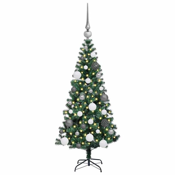 vidaXL Artificial Pre-lit Christmas Tree Green 120 cm PVC and Metal