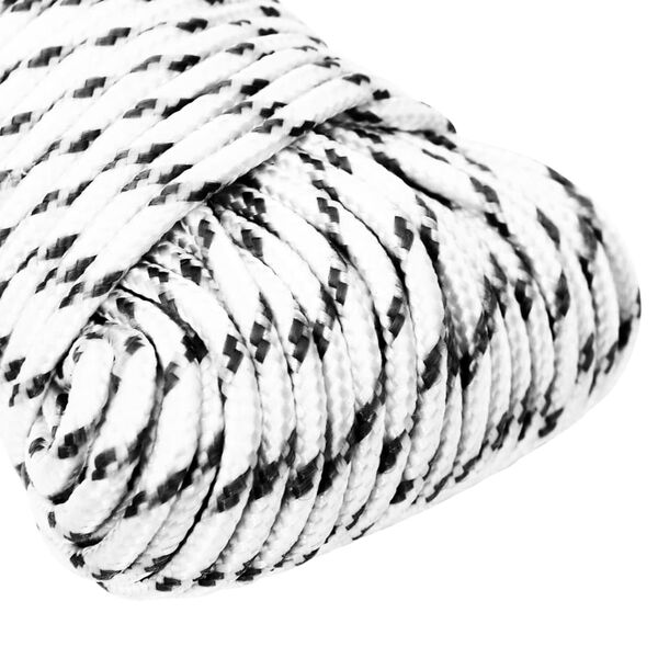 vidaXL Braided Boat Rope White 4 mmx25 m Polyester