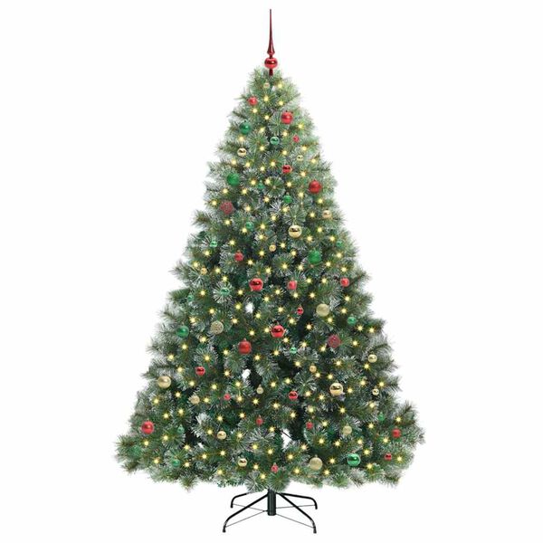 vidaXL Artificial Christmas Tree with 300 LEDs Green 210 cm PE and PVC