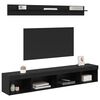 vidaXL TV Wall Cabinet Set with LED 5 pcs Black Oak Engineered Wood