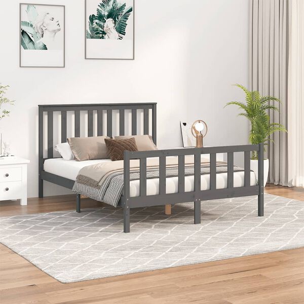 vidaXL Bed Frame without Mattress Grey 120x200 cm Solid Wood Pine