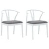vidaXL Dining Chair 2 pcs White and Grey Solid Rubber Wood