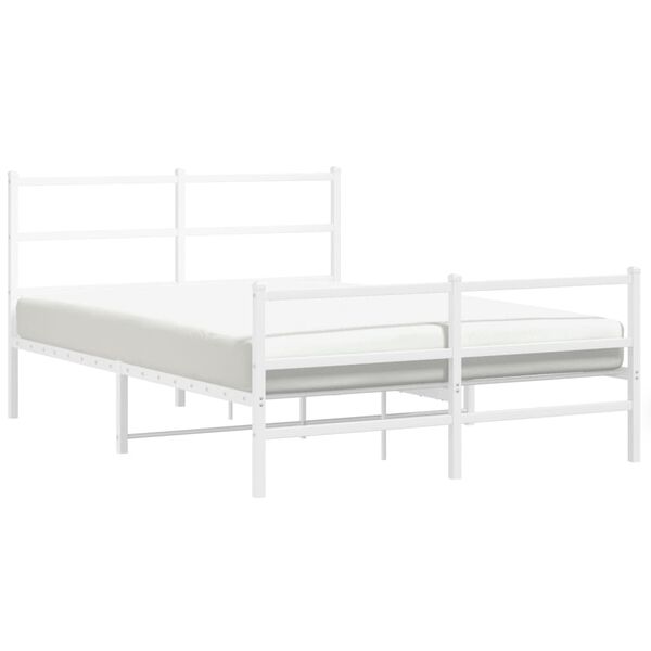 vidaXL Metal Bed Frame without Mattress with Footboard&nbsp;White 135x190cm