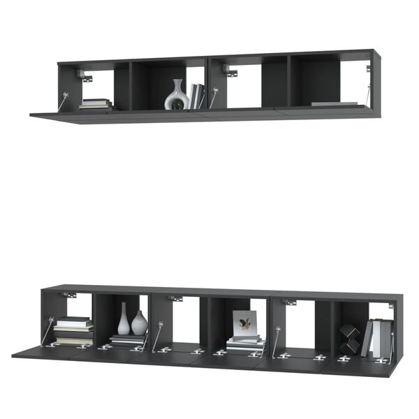 vidaXL 5 Piece TV Cabinet Set Black Engineered Wood