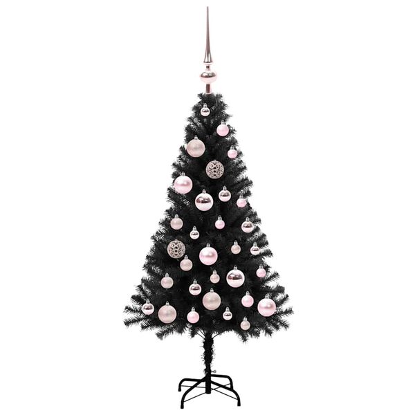 vidaXL Christmas Tree with 150 LEDs with Stand Black 120 cm PVC
