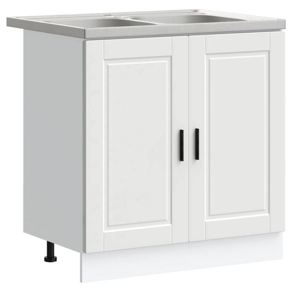 vidaXL Sink Base Cabinet with Door Porto 2 pcs White Engineered wood