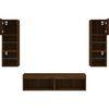 vidaXL 6 Piece TV Wall Units with LED Brown Oak Engineered Wood