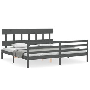 vidaXL Bed Frame without Mattress Grey 200x200 cm Solid Wood