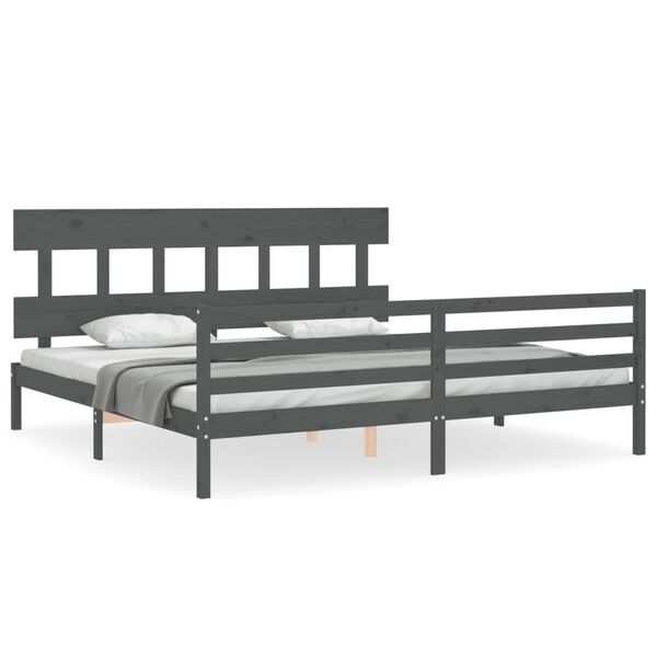 vidaXL Bed Frame without Mattress Grey 200x200 cm Solid Wood