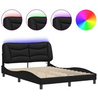 vidaXL Bed Frame with LED Lights Black 120x200 cm Faux Leather