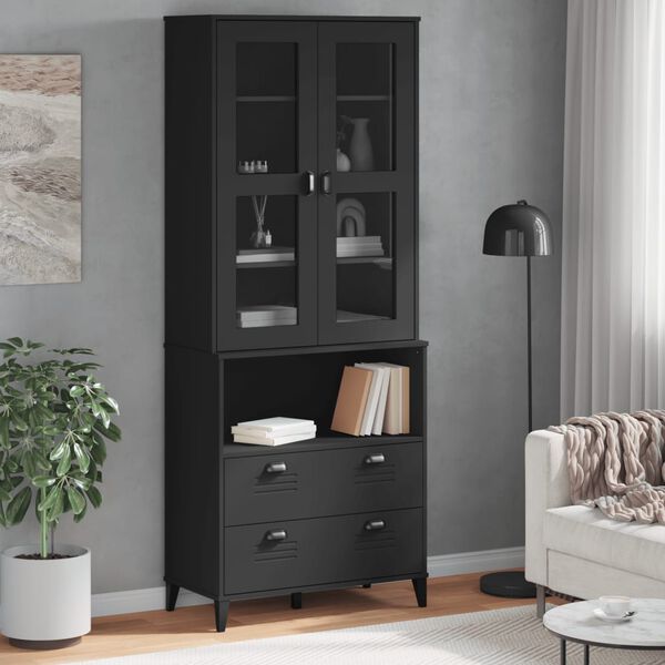 vidaXL Highboard VIKEN Black 80x40x200 cm Solid Wood Pine