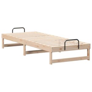 vidaXL Bed Frame with Carry Handles Brown Solid pine wood