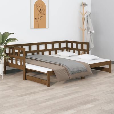 vidaXL Pull-out Day Bed Honey Brown Solid Wood Pine 2x(90x200) cm