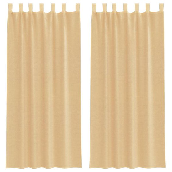 vidaXL Voile Curtains with Rod Pockets 2 pcs Sand