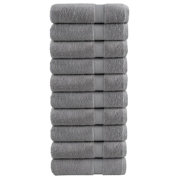 vidaXL Premium Bath Towels "SOLUND" 10 pcs Grey 100x150 cm 600 gsm
