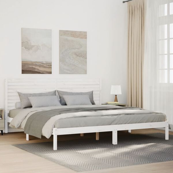 vidaXL Extra Long Bed Frame without Mattress White 180x210 cm Solid Wood