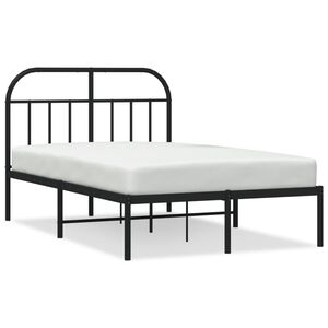 vidaXL Metal Bed Frame without Mattress with Headboard Black 120x190cm
