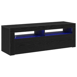 vidaXL TV Cabinet with LED Black Oak 120 x 35 x 40 cm Engineered Wood