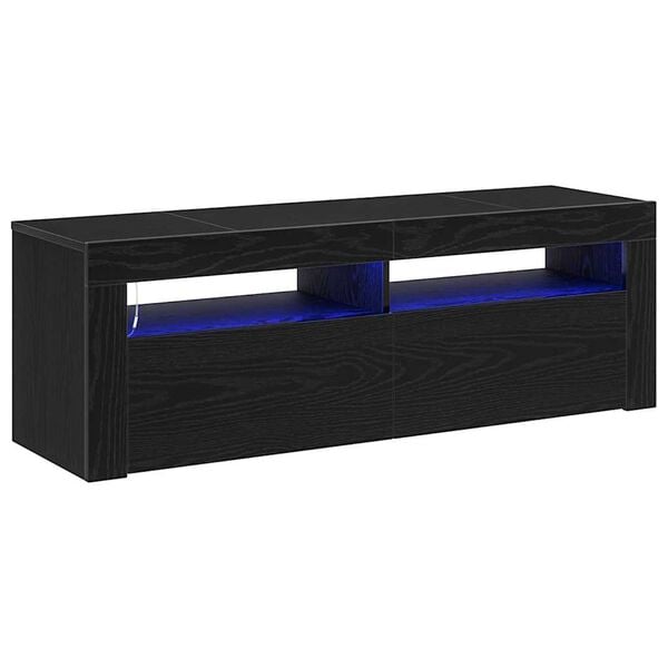 vidaXL TV Cabinet with LED Black Oak 120 x 35 x 40 cm Engineered Wood
