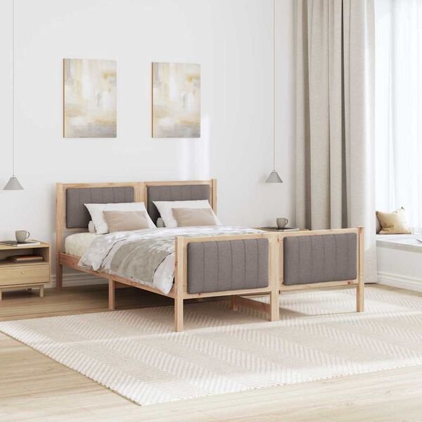 vidaXL Bed frame Brown and taupe 140 x 200 cm Solid pine wood
