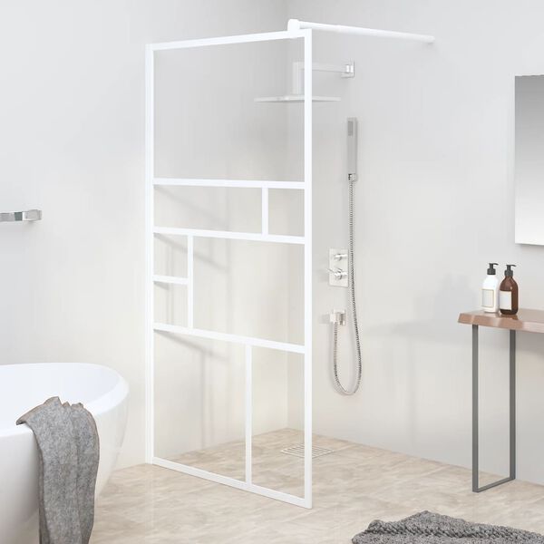 vidaXL Walk-in Shower Wall 115x195 cm ESG Glass White