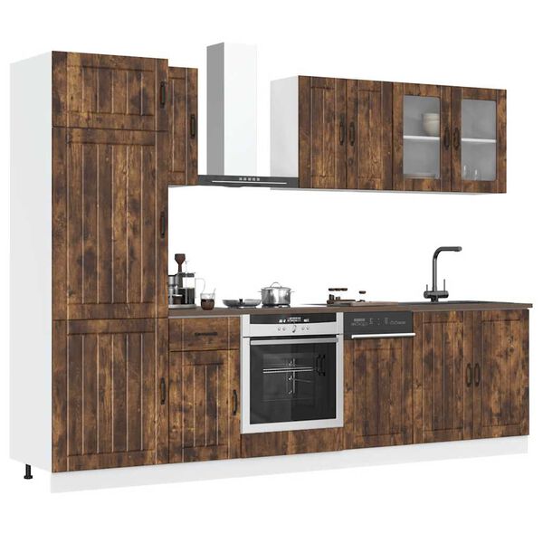 vidaXL 8 Piece Kitchen Cabinet Set Lucca Smoked Oak Engineered Wood
