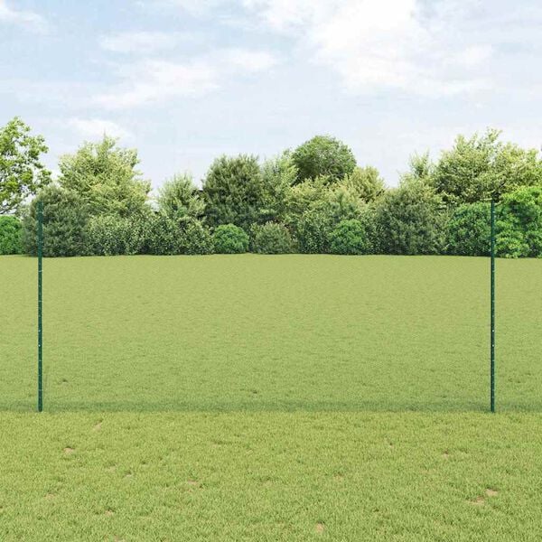 vidaXL Fence with Post Green 1.4 x 50 m Steel and PVC
