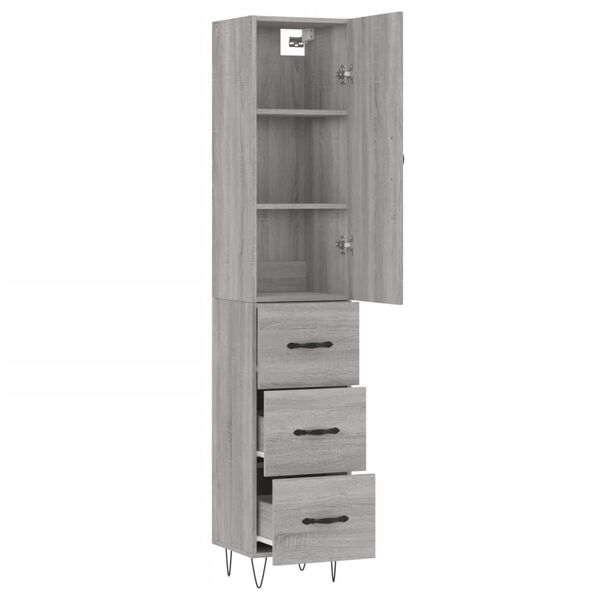 vidaXL Highboard Grey Sonoma 34.5x34x180 cm Engineered Wood