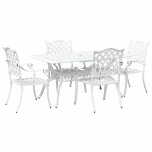 vidaXL Garden Dining Set 5 pcs White Aluminium