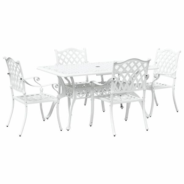 vidaXL Garden Dining Set 5 pcs White Aluminium