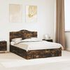 vidaXL Bed Frame with Drawer Smoked Oak 140 x 190 cm Engineered Wood