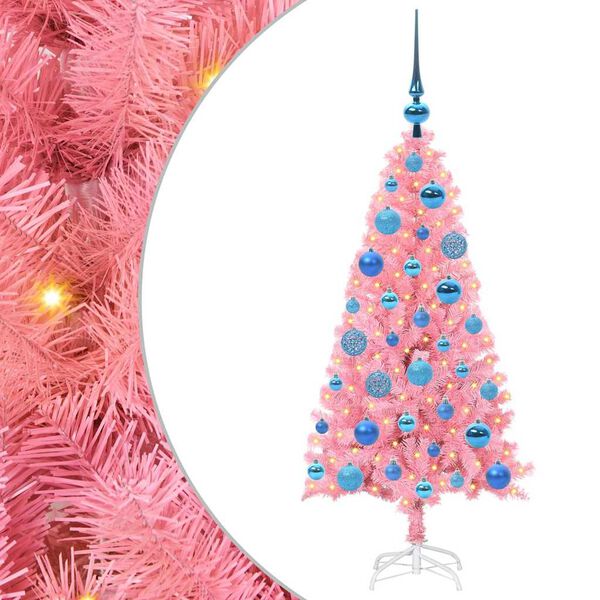 vidaXL Christmas Tree with 150 LEDs with Stand Pink 120 cm PVC