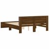 vidaXL Bed Frame with Headboard and LED Brown Oak 150x200 cm King Size