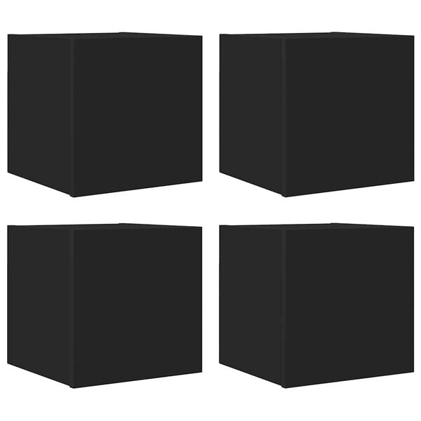 vidaXL Wall Mounted TV Cabinets 4 pcs Black 30.5x30x30 cm