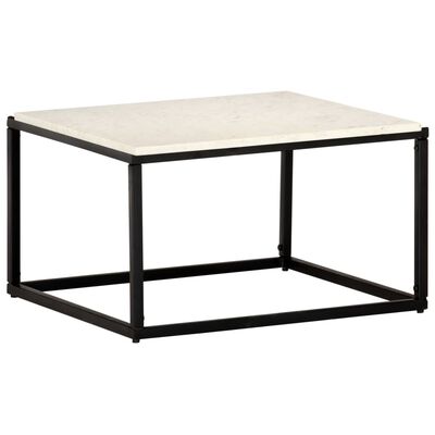 vidaXL Coffee Table White 60x60x35 cm Real Stone with Marble Texture