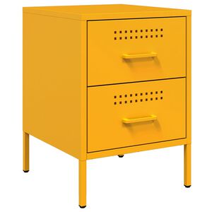 vidaXL Bedside Cabinet Mustard Yellow 36x39x50.5 cm Steel