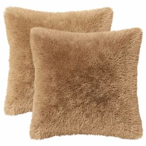 vidaXL Cushion Cover 2 pcs HEERLEN Taupe 30 x 30 cm PV Fleece
