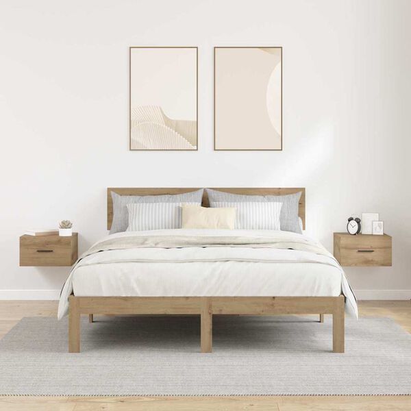 vidaXL Bedside Cabinet with Drawer 2 pcs Artisan oak 35 x 35 x 20 cm