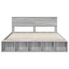 vidaXL Bed Frame with Shelf Grey Sonoma 200 x 200 cm Engineered Wood