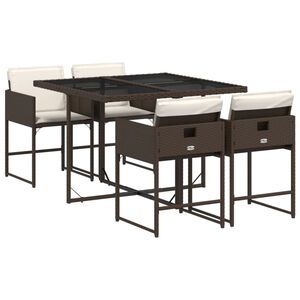 vidaXL Garden Dining Set | Brown | Poly Rattan | Medium | Foldable