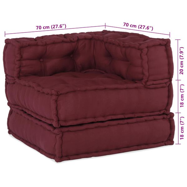 vidaXL Modular Sofa 2 pcs Maroon 140 x 70 x 56 cm Fabric