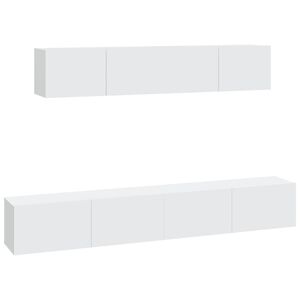 vidaXL 4 Piece TV Cabinet Set White Engineered Wood