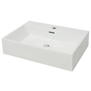 vidaXL Basin with Faucet Hole Ceramic White 60,5x42,5x14,5 cm