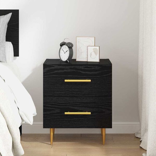 vidaXL Bedside Cabinet Black Oak 40 x 35 x 47.5 cm Engineered Wood