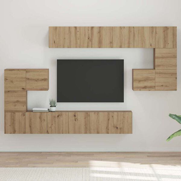 vidaXL TV Cabinet Set Wall-mounted 10 pcs Artisan Oak Engineered Wood