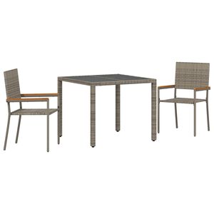 vidaXL Garden Dining Set 3 pcs Grey Poly Rattan