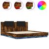 vidaXL Bed Frame with LED without Mattress Smoked Oak 200x200 cm