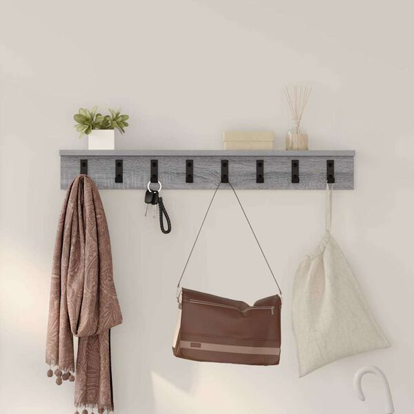 vidaXL Wall-Mounted Coat Rack Grey Sonoma 80 x 10.5 x 10.5 cm